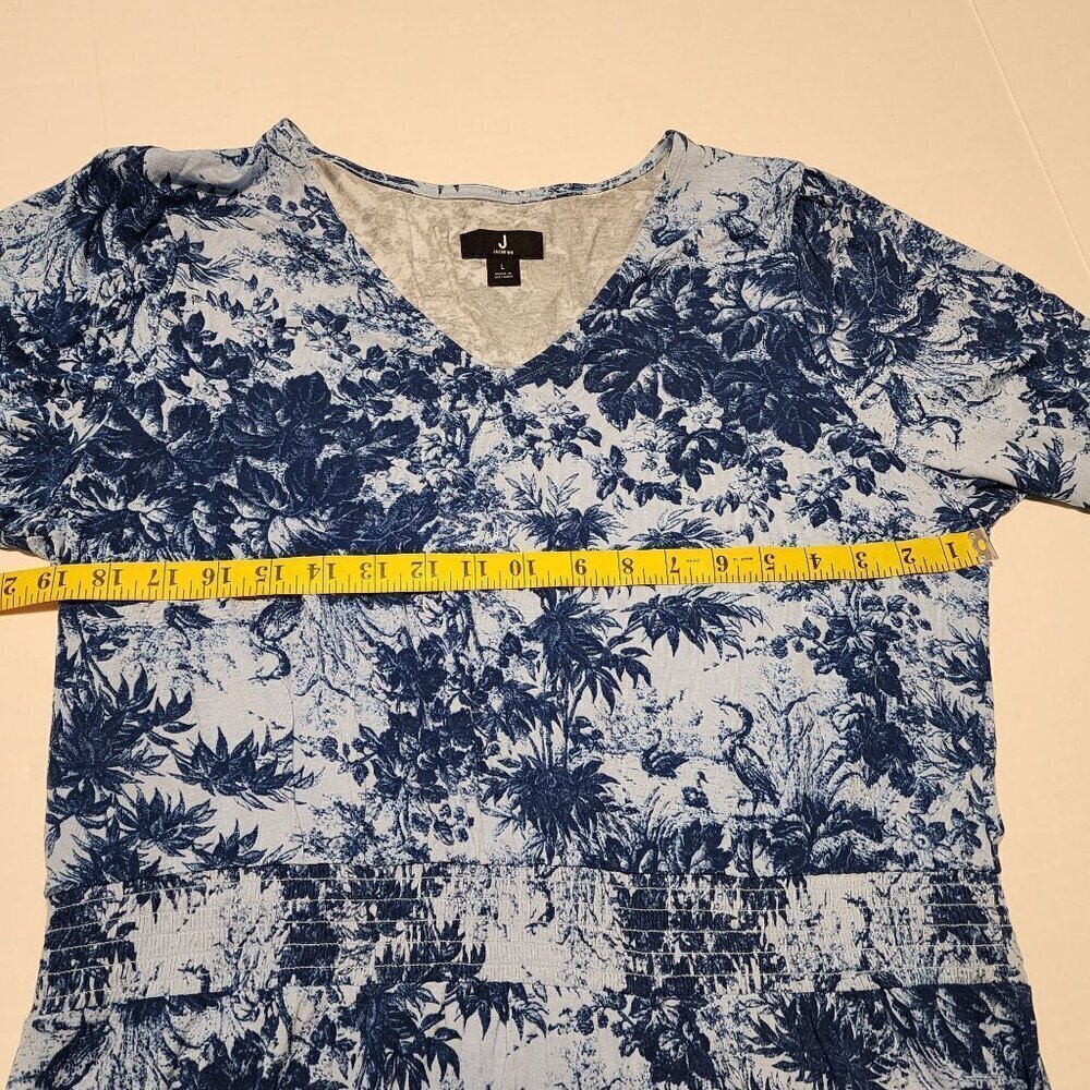 Jason Wu blue floral dress sz L women long sleeve stretchy - Picture 9 of 11